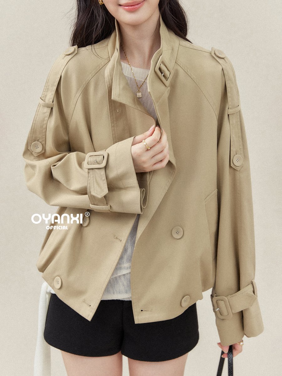 OYANXI スタンドカラー ダブルボタン ショートジャケット