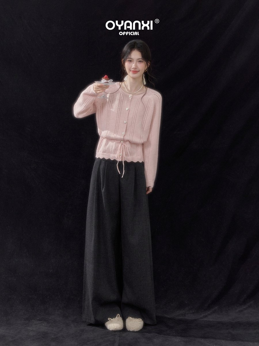 OYANXI ハイウエスト リラックス ワイドパンツ