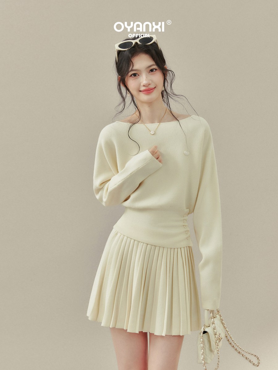 OYANXI アシンメトリーネック ニット 2点セット