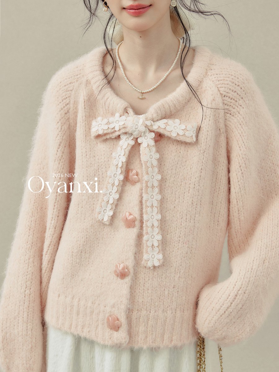 OYANXI リボン ニットカーディガン