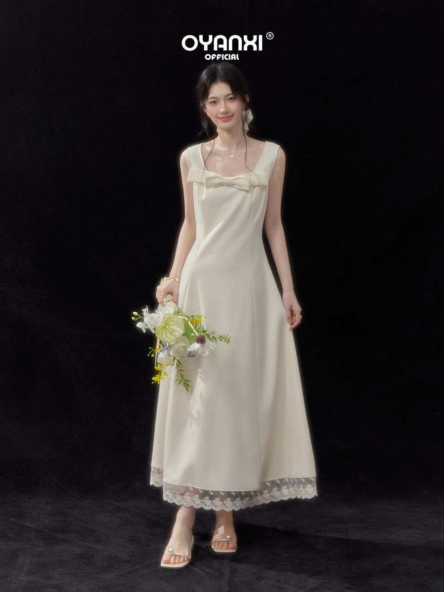 OYANXI リボン ノースリーブ キャミソールワンピース