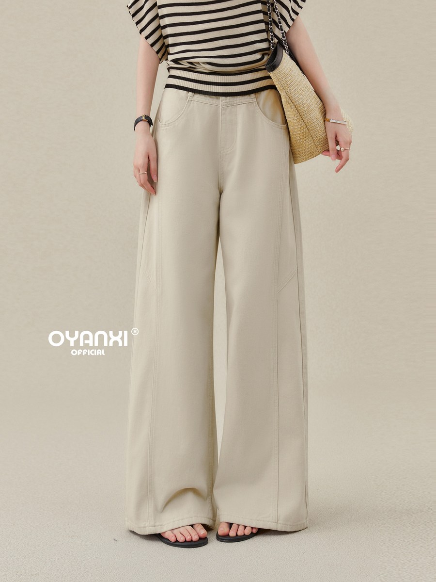 OYANXI ハイウエスト ストレート ワイドパンツ