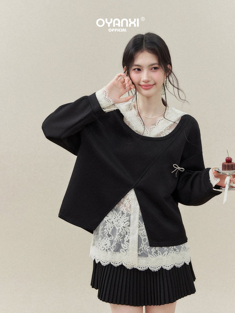 OYANXI レース フーディーベスト＆スリット スウェット 2点セット