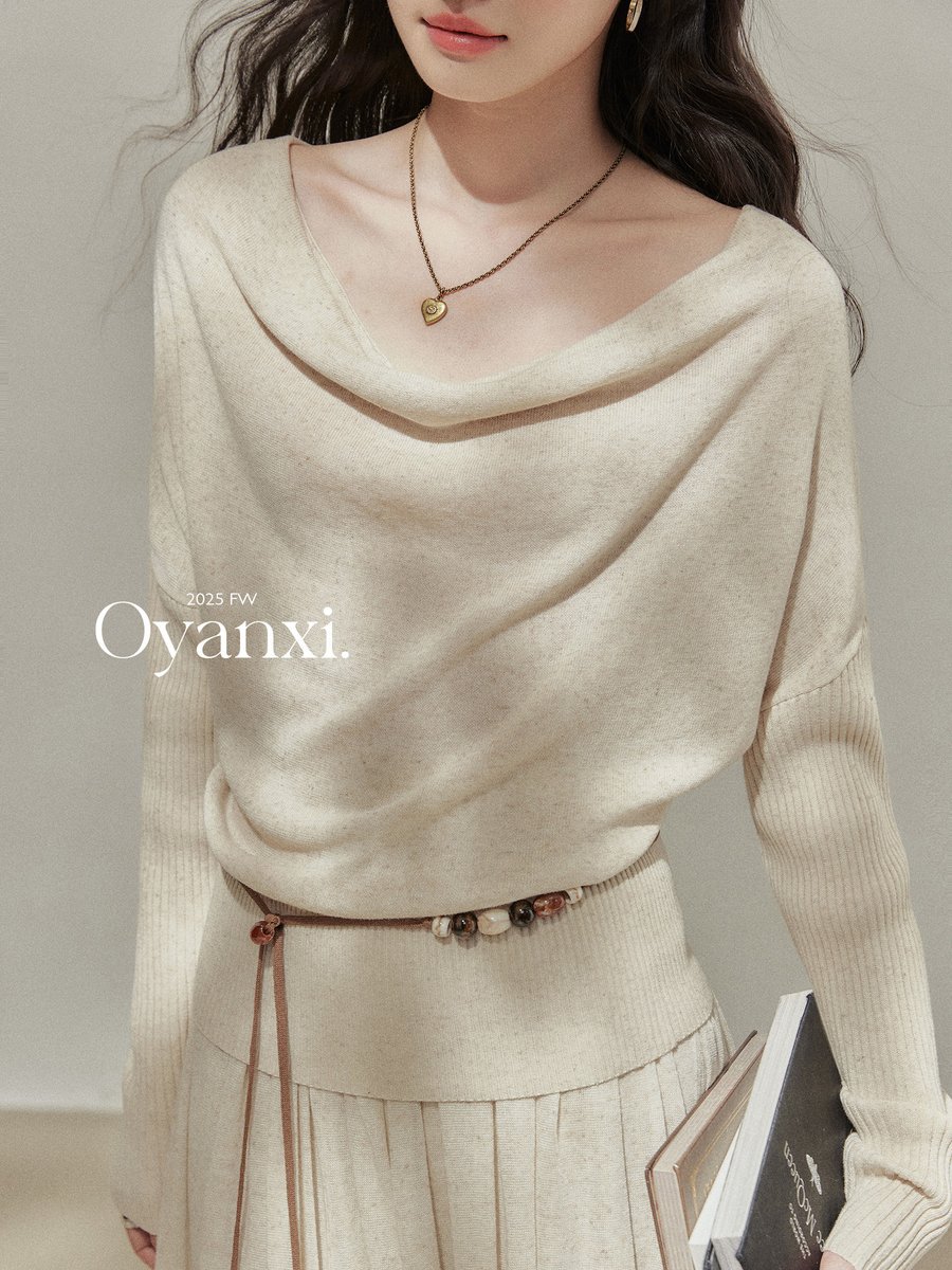 OYANXI ドレープネック ニット＆スカート セットアップ