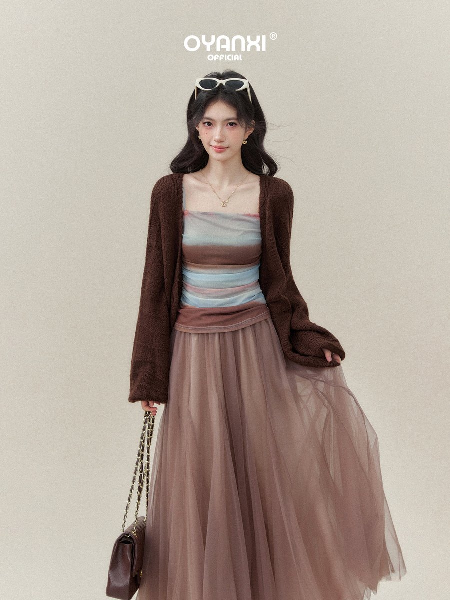 OYANXI ハイウエスト チュール ボリューム Aラインスカート