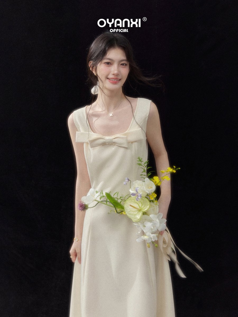 OYANXI リボン ノースリーブ キャミソールワンピース