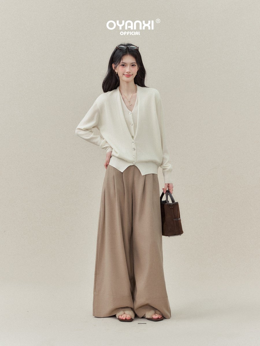 OYANXI フェイクレイヤード Vネック ゆったりニット