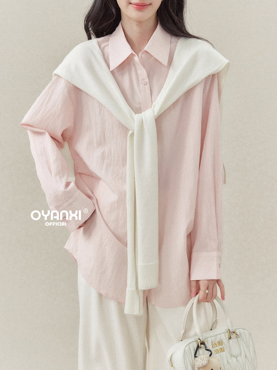 OYANXI ケープ付き 襟付き 長袖シャツ 2点セット