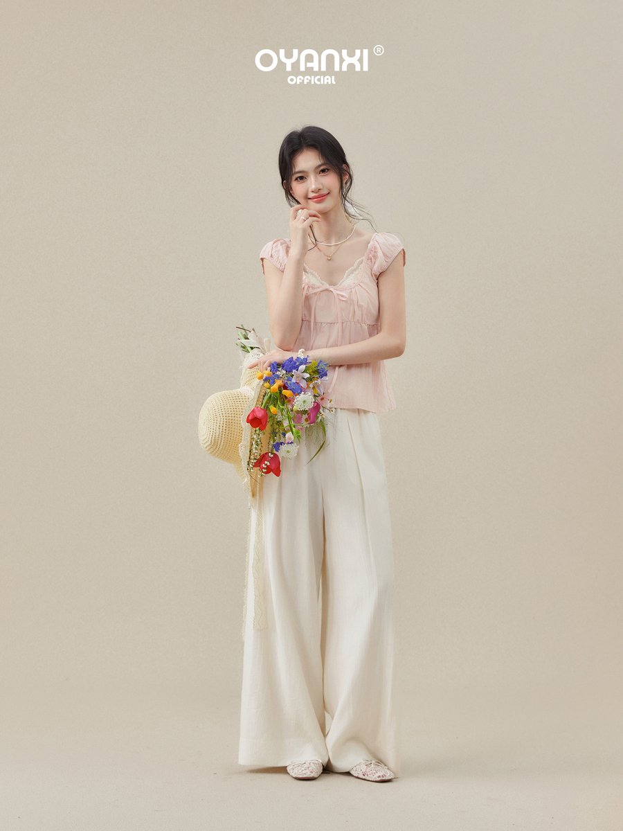 OYANXI ハイウエスト リラックス ロングワイドパンツ