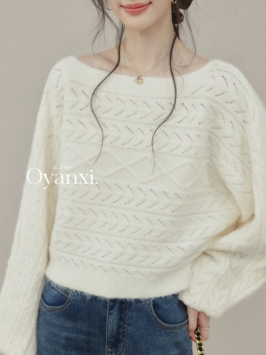 OYANXI 透かし編み ドルマンスリーブ ニット