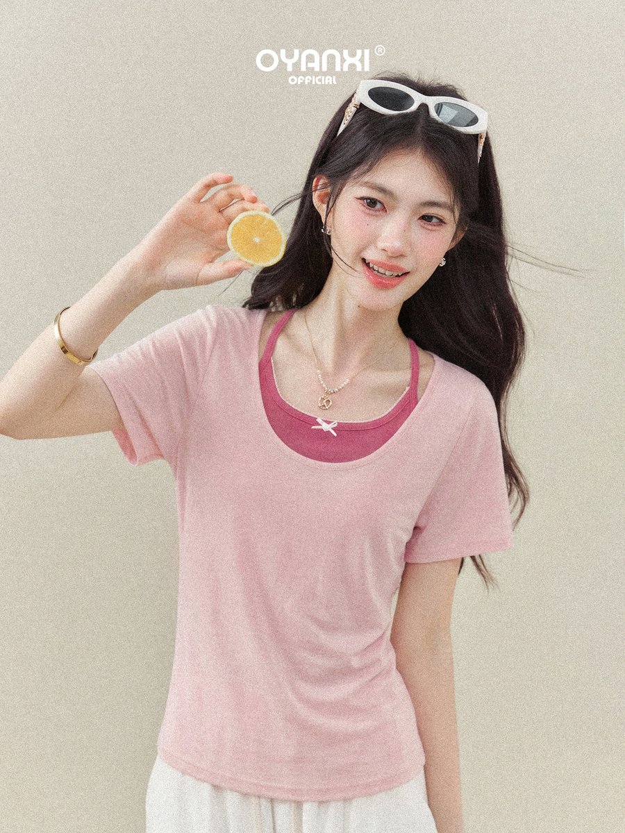 OYANXI シアーTシャツ＆キャミソール レイヤード2点セット