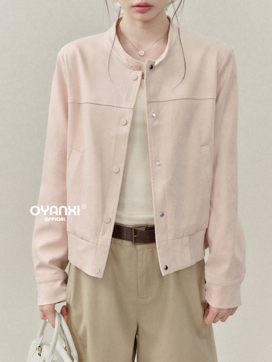 OYANXI スタンドカラー スナップボタン ショートジャケット