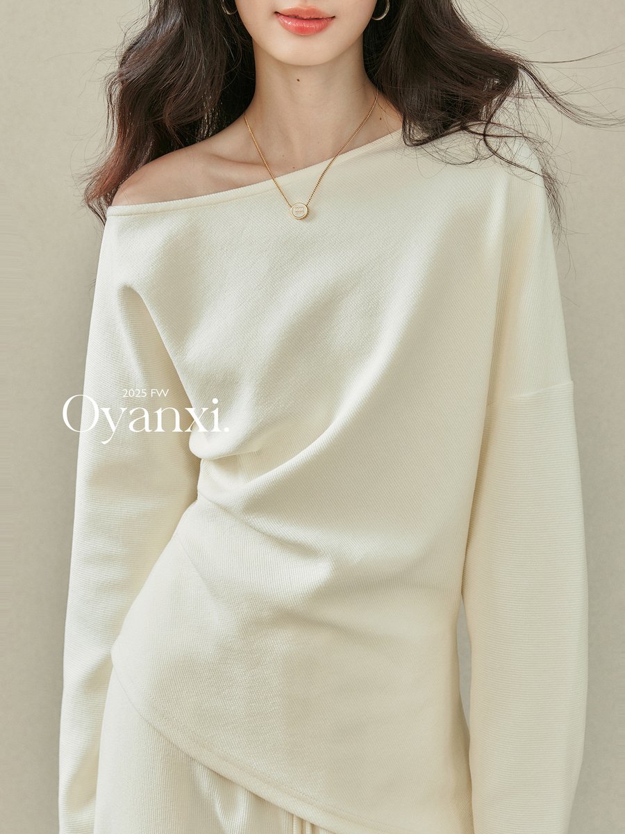 OYANXI ワンショルダー ニット＆ワイドパンツ セットアップ