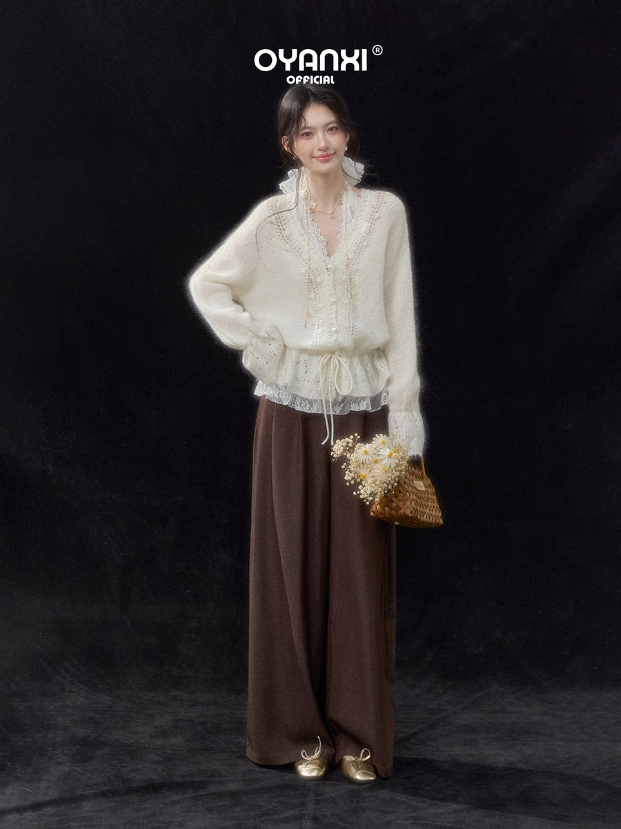 OYANXI レースホルターキャミ＆ニットカーディガン 2点セット