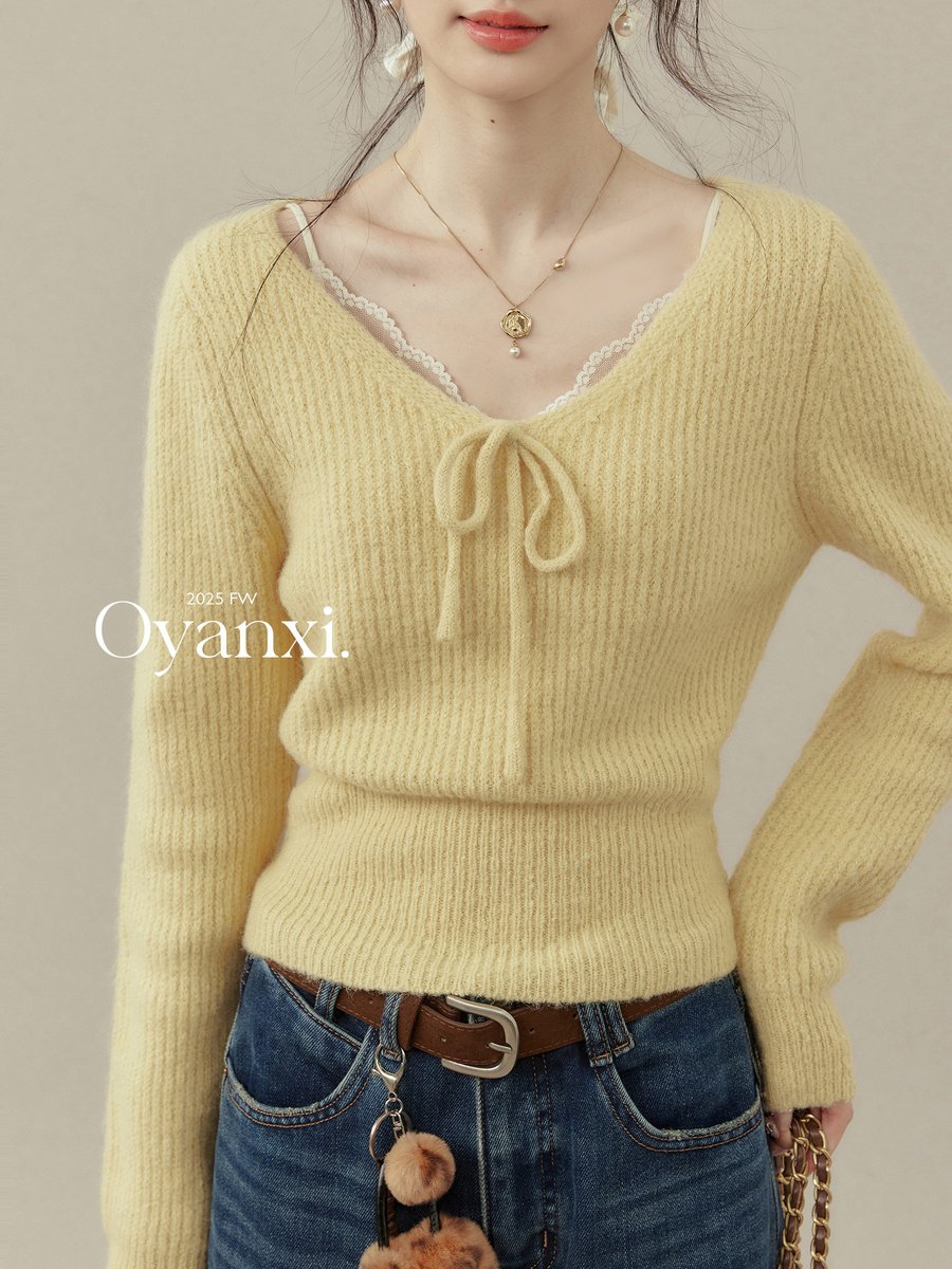 OYANXI 鮮やかイエロー プルオーバーニット