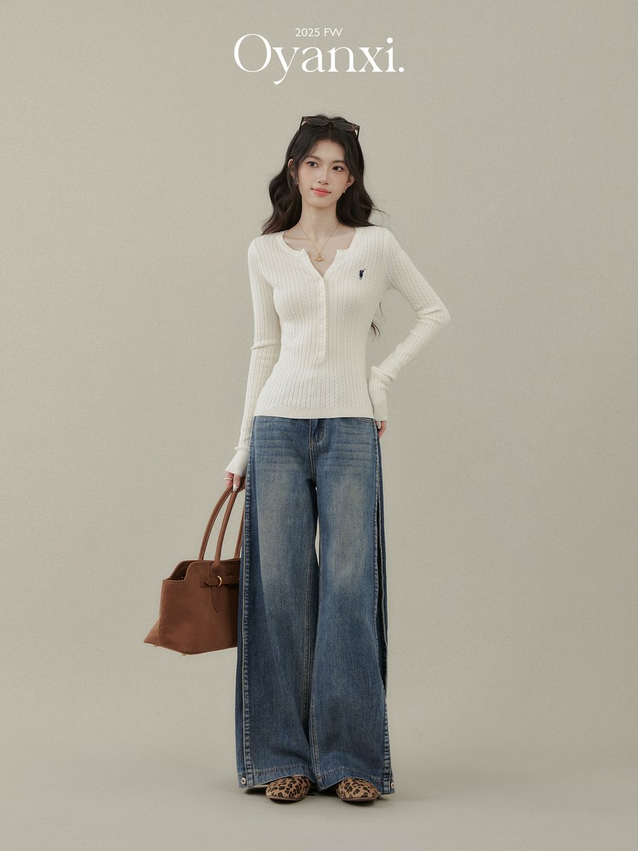 OYANXI 長袖ニット アプリコット