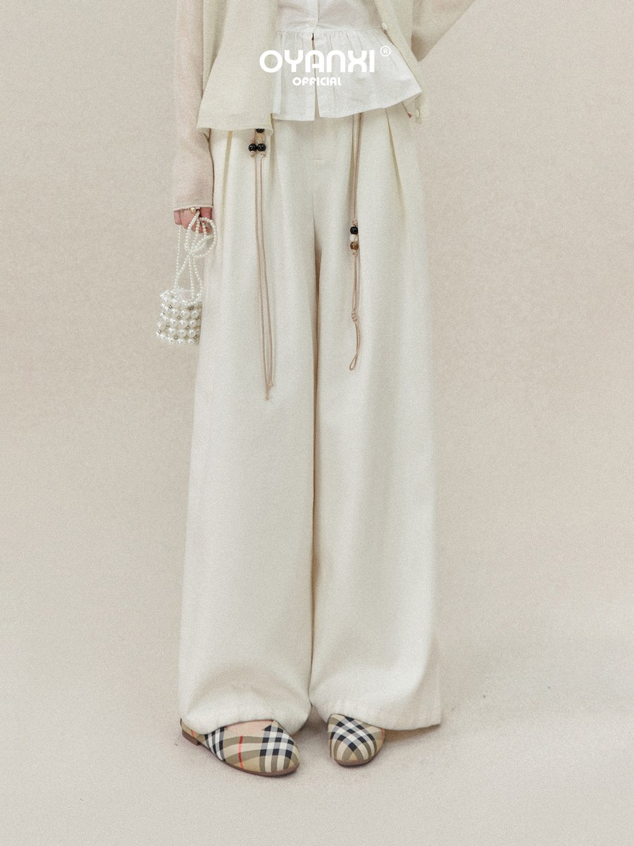 OYANXI ベルト付き ハイウエスト ワイドパンツ