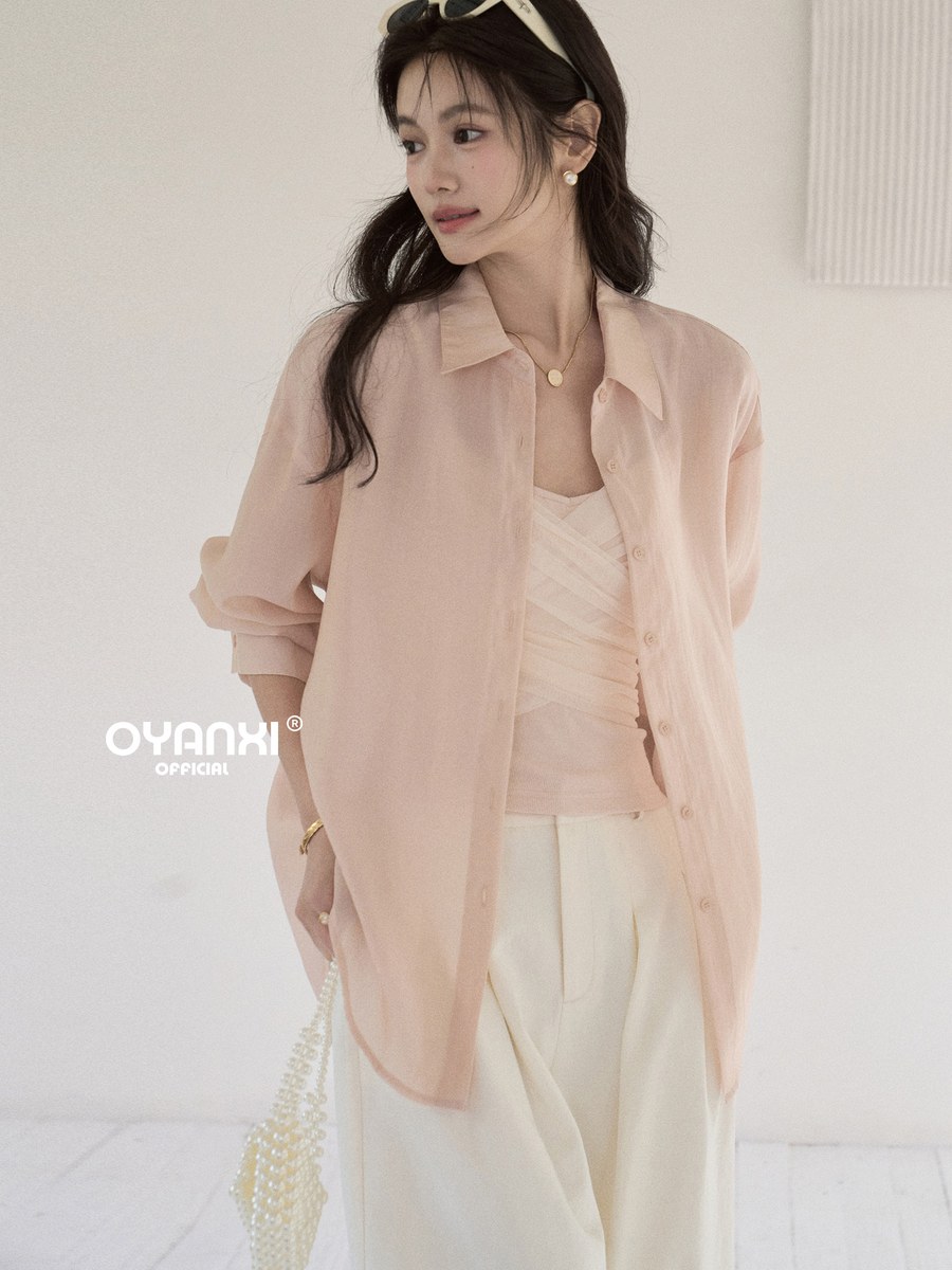 OYANXI 薄手 ゆったり 長袖シャツ＆キャミソール セット
