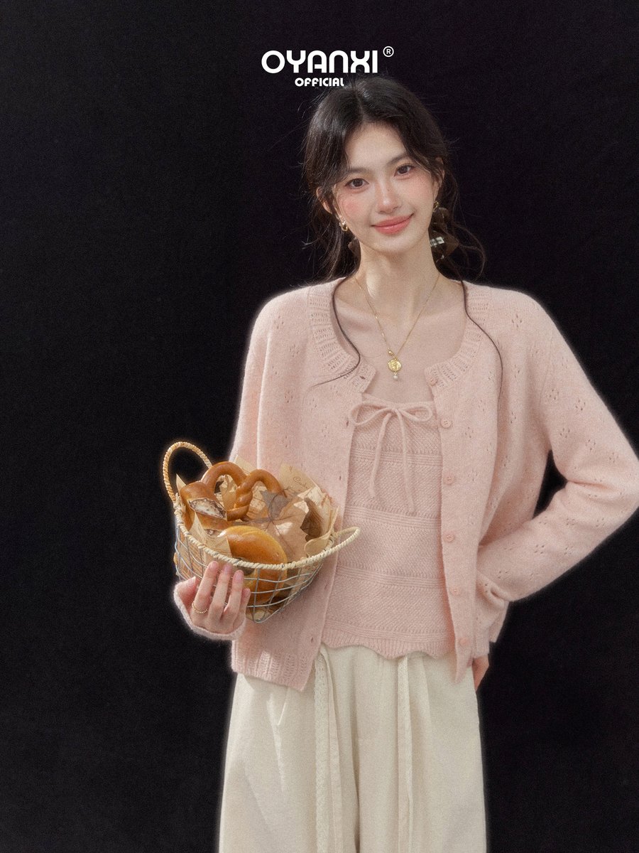 OYANXI キャミソール＆透かし編みニットカーディガン 2点セット