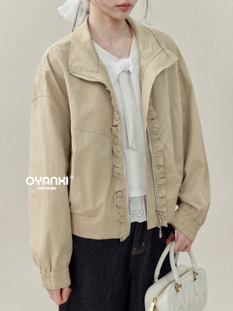 OYANXI フリルフロント ショート丈ジャケット