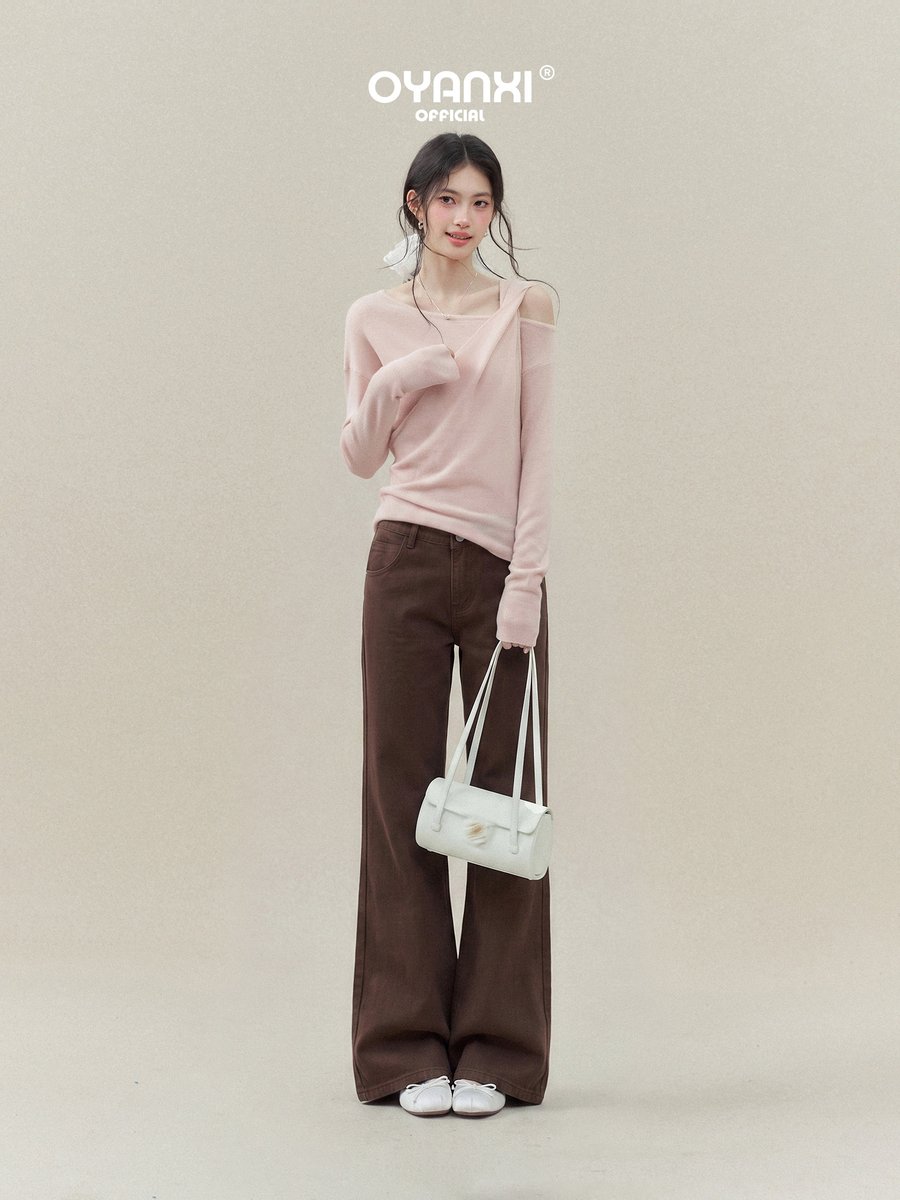 OYANXI ミッドウエスト ストレート セミフレアデニムパンツ