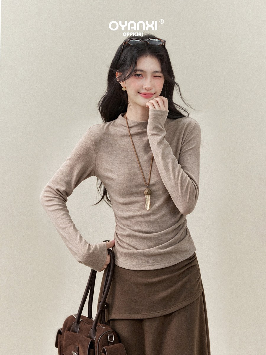 OYANXI ハーフハイネック ウエストシェイプ 長袖インナーTシャツ