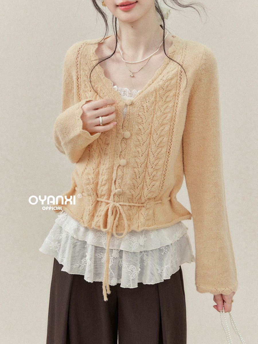 OYANXI レースキャミソール＆透かし編みニット 2点セット
