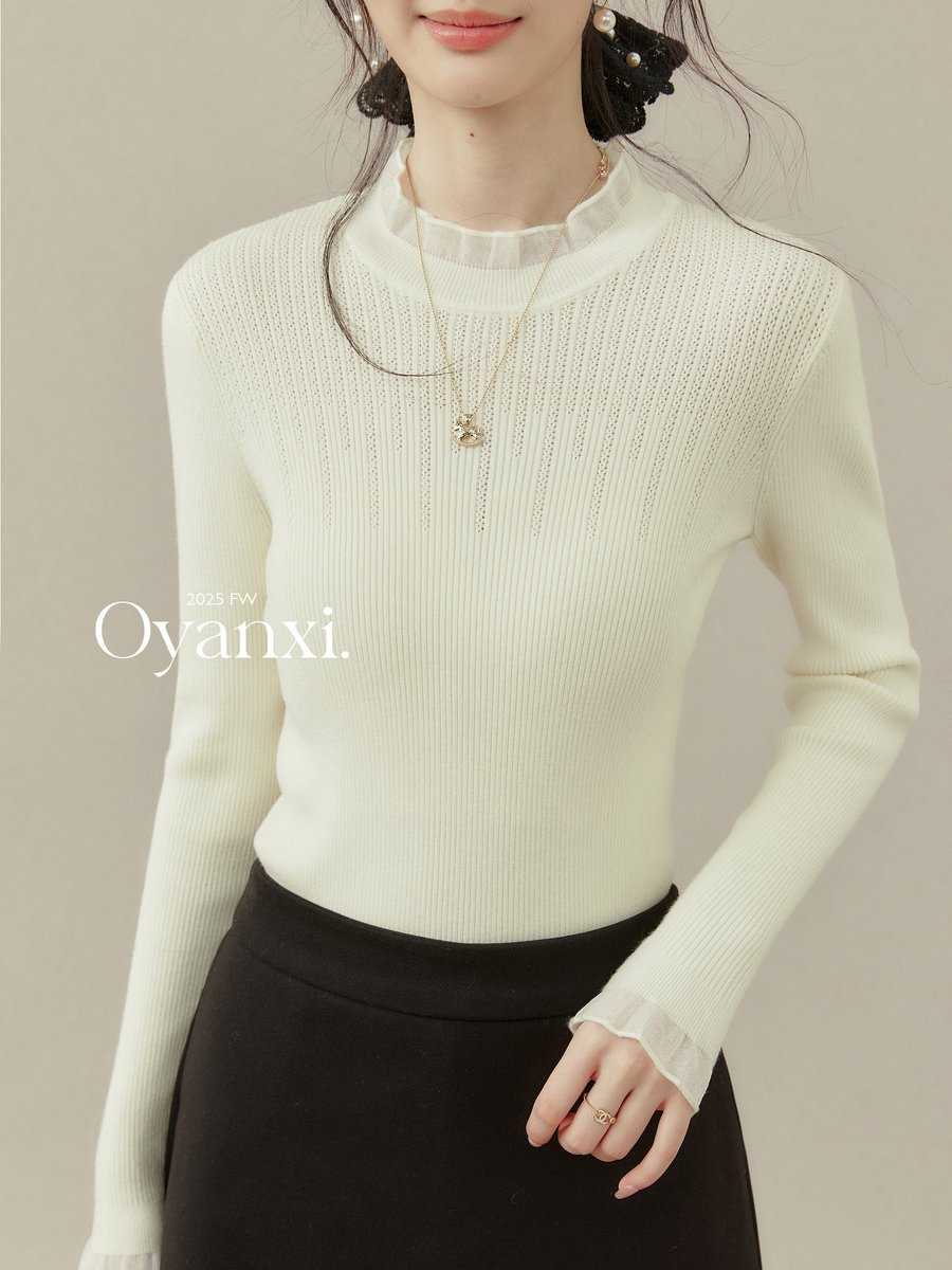 OYANXI ハイネック クロシェ スリムニット