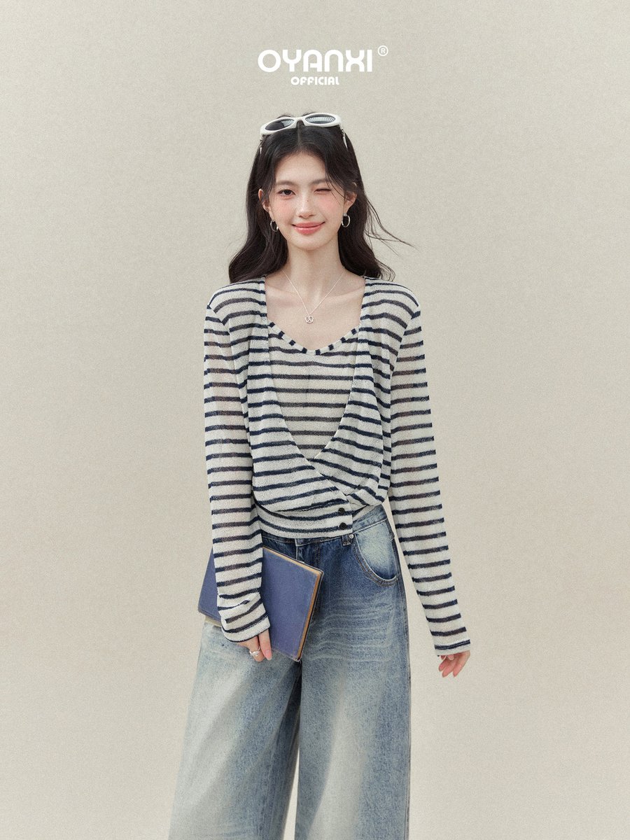 OYANXI ゆったり ロング丈 ワイドデニムパンツ