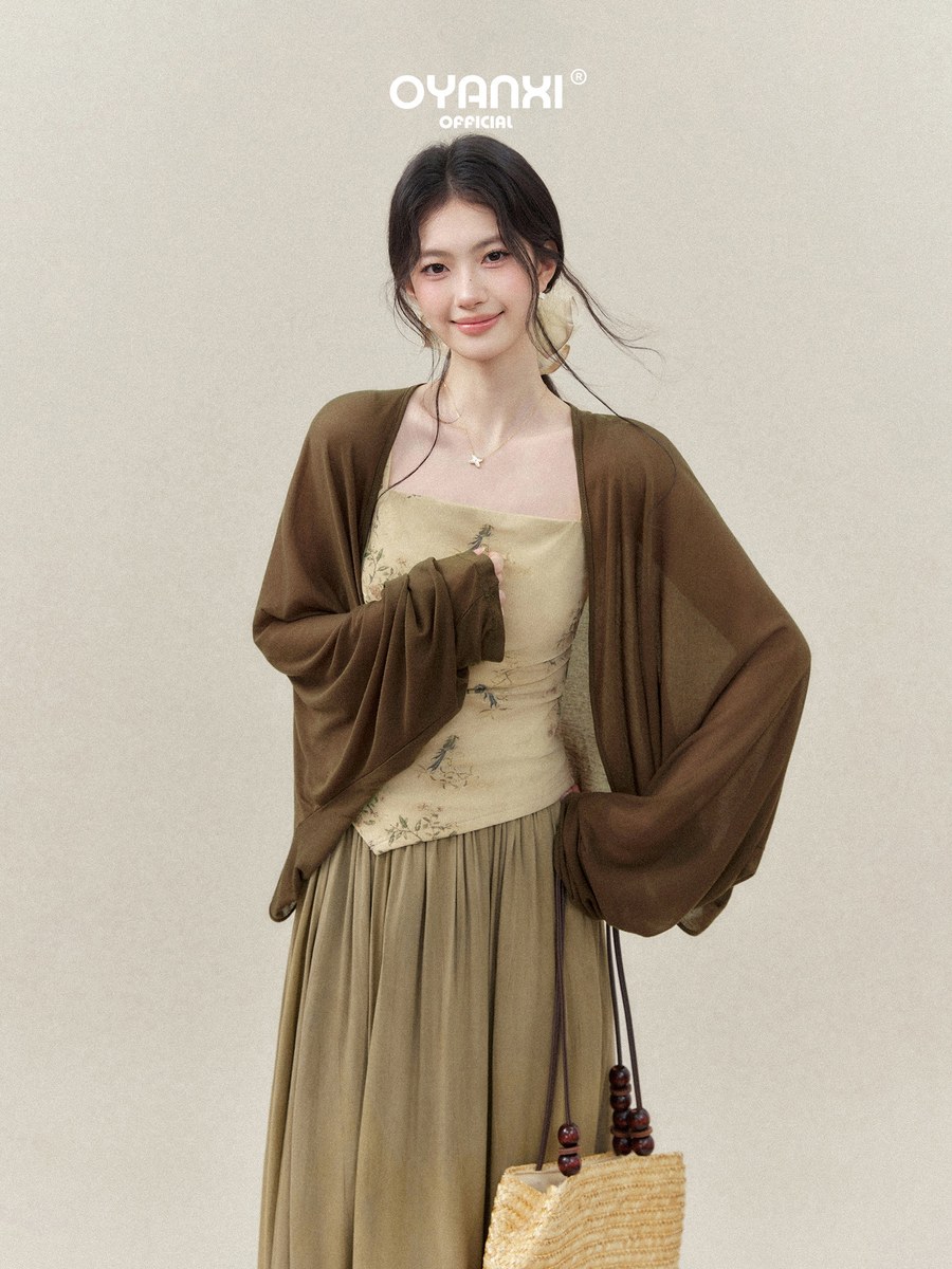 OYANXI 竹柄プリント チャイナテイスト キャミソールトップス