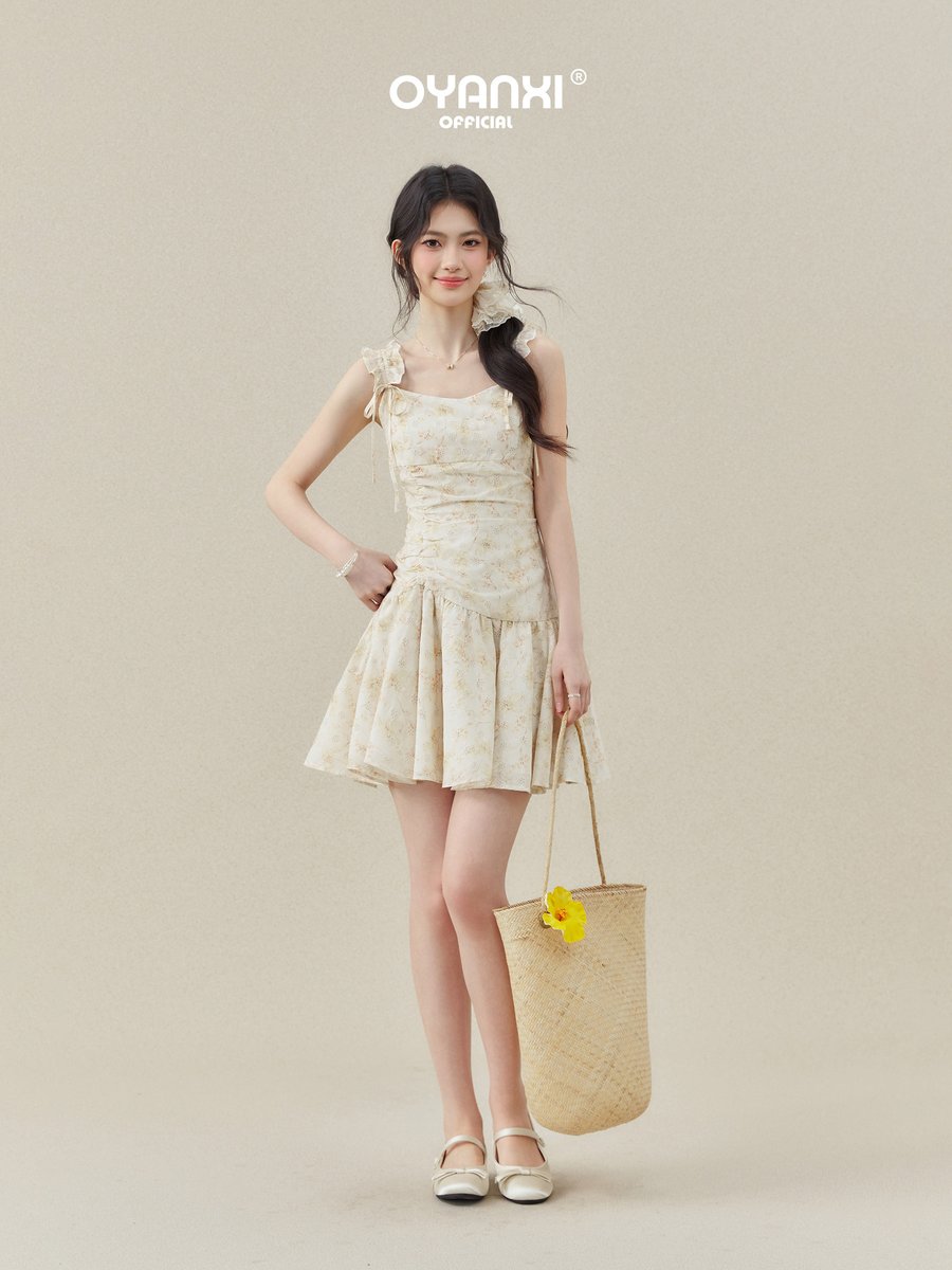 OYANXI フレンチ 小花柄 キャミソール ミニワンピース