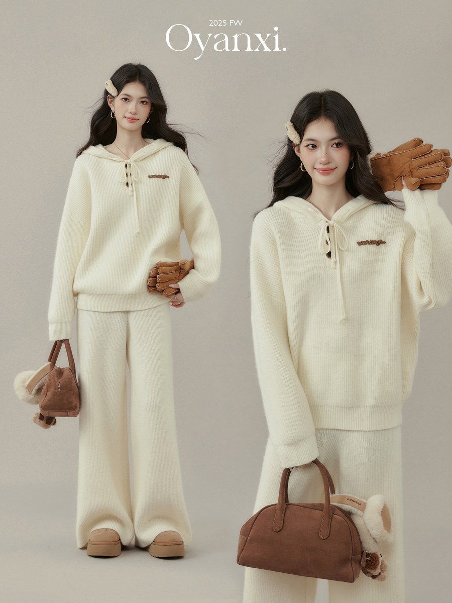 OYANXI ニットパーカー＆ストレートパンツ セットアップ