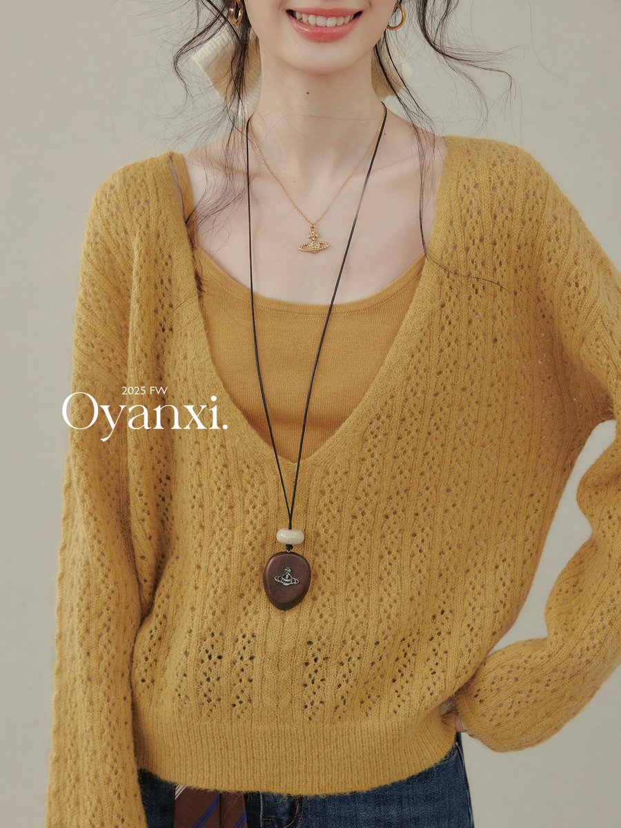 OYANXI 透かし編み ニットキャミソール＆カバーアップ 2点セット