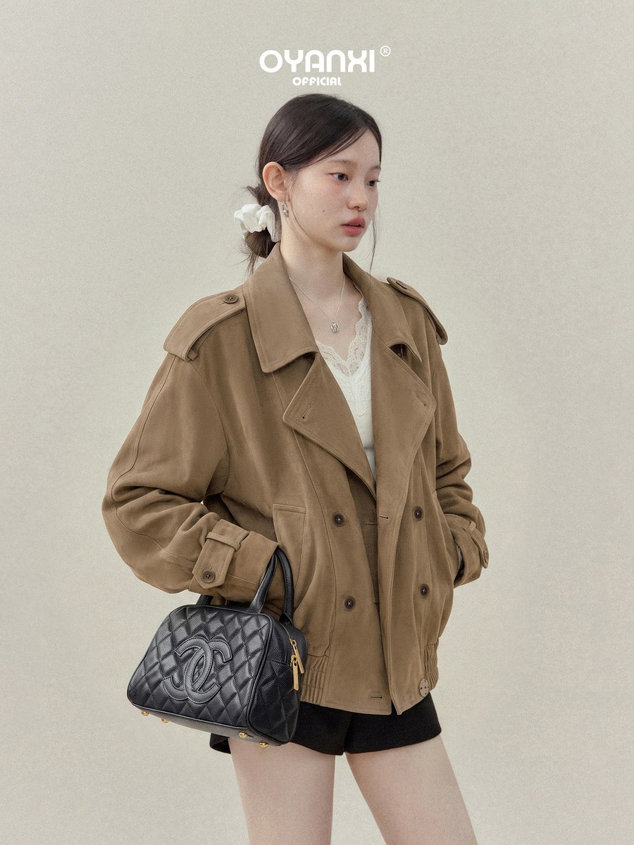 OYANXI ビッグカラー ワーク ショート丈ジャケット