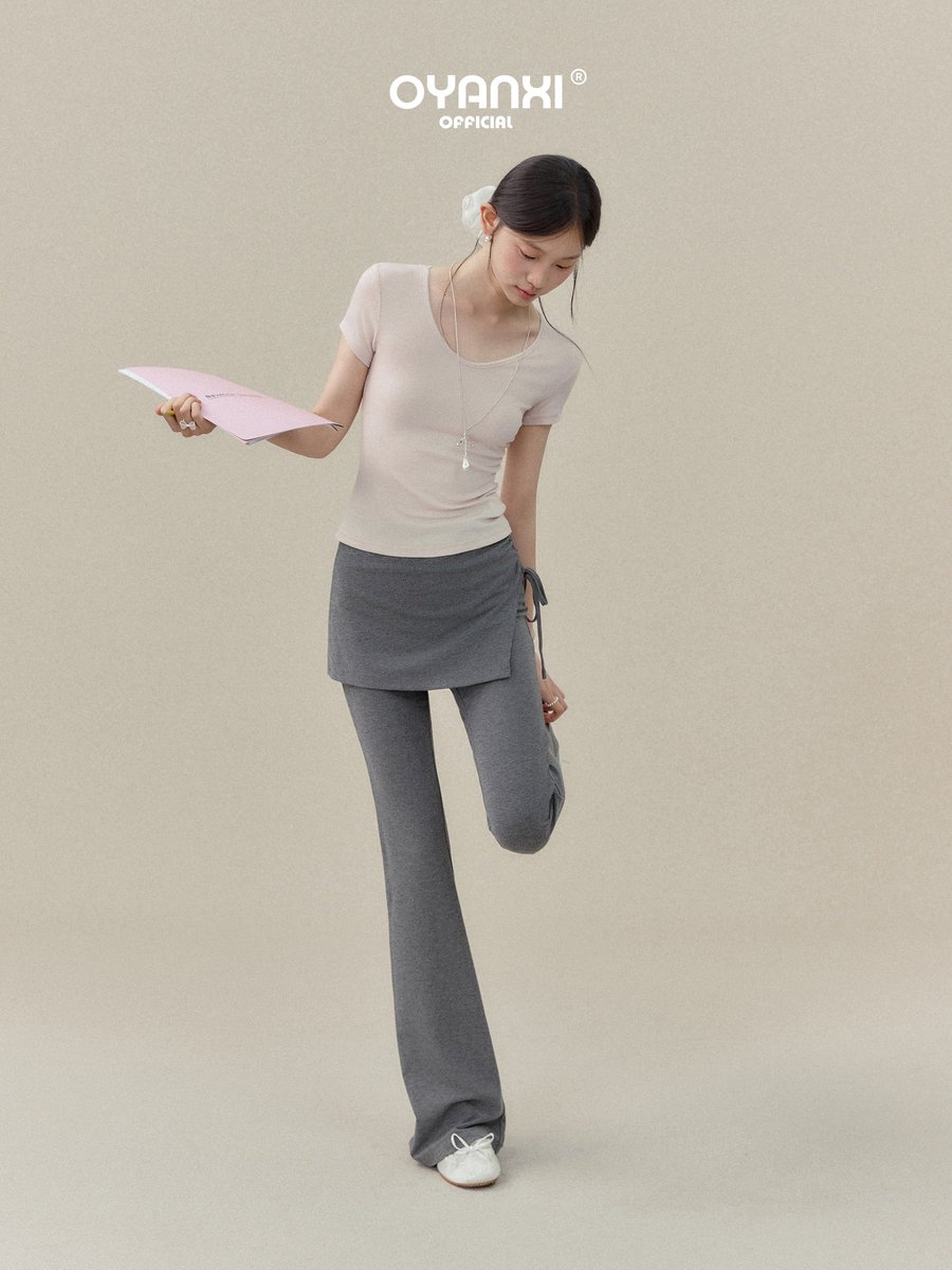 OYANXI フェイクレイヤード スカート風 フレアパンツ