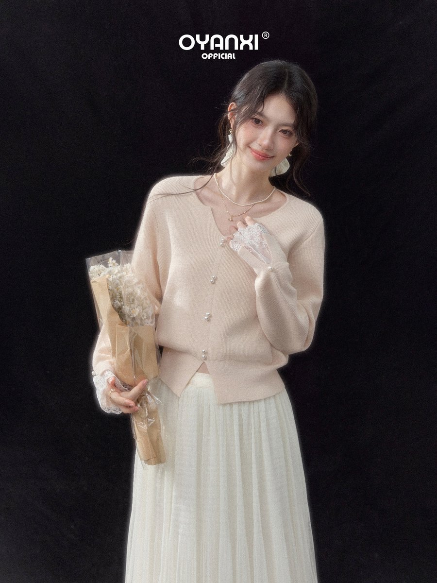 OYANXI 小さめVネック シンプル ニットカーディガン