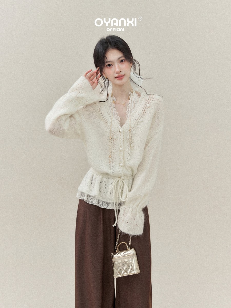 OYANXI レースホルターキャミ＆ニットカーディガン 2点セット