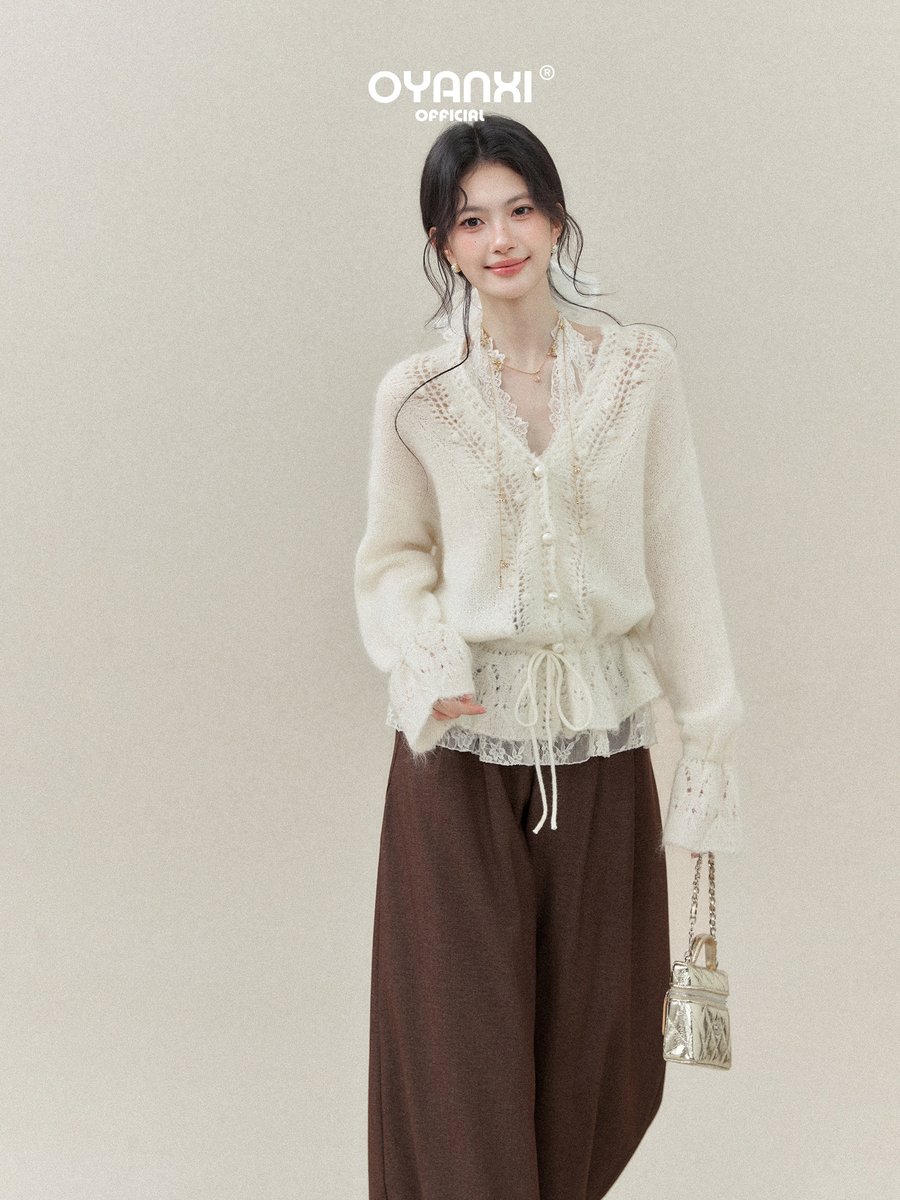 OYANXI レースホルターキャミ＆ニットカーディガン 2点セット