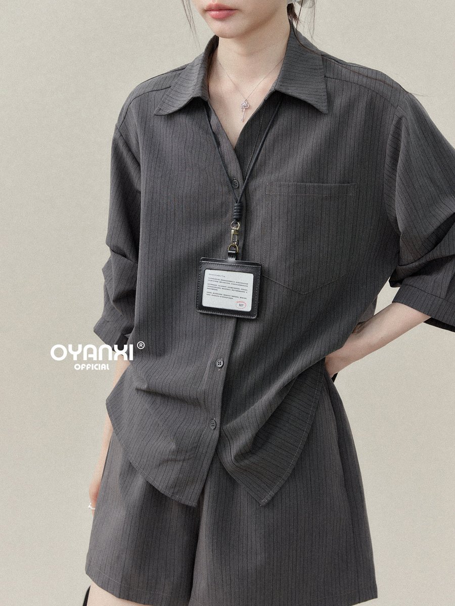 OYANXI ストライプ 半袖シャツ＆ショートパンツ セットアップ