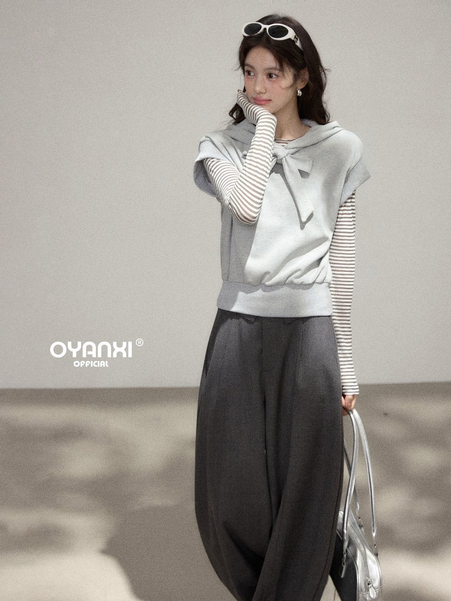 OYANXI タック入り ハイウエスト ワイドパンツ