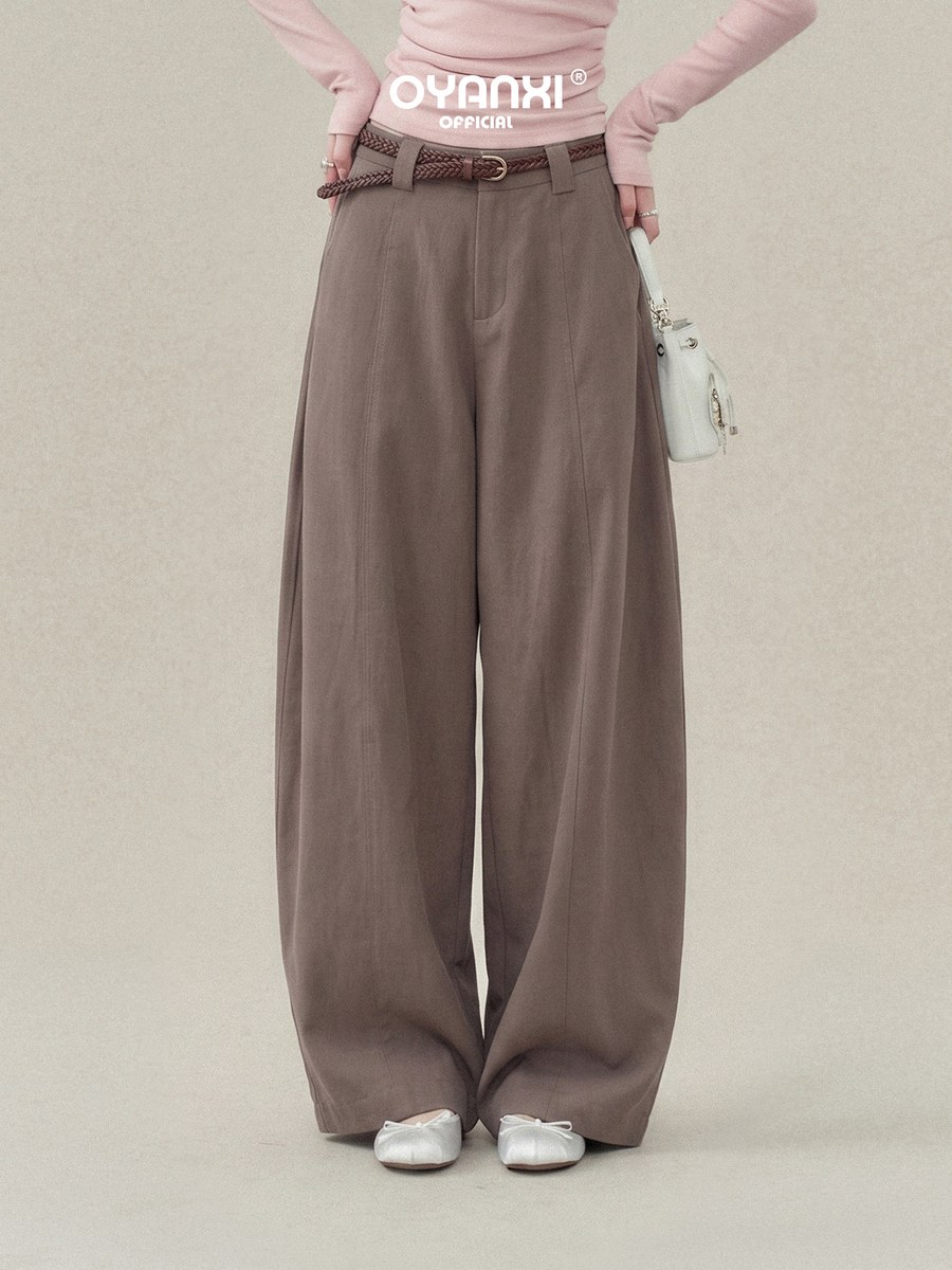OYANXI シンプル カーブシルエット ワイドパンツ