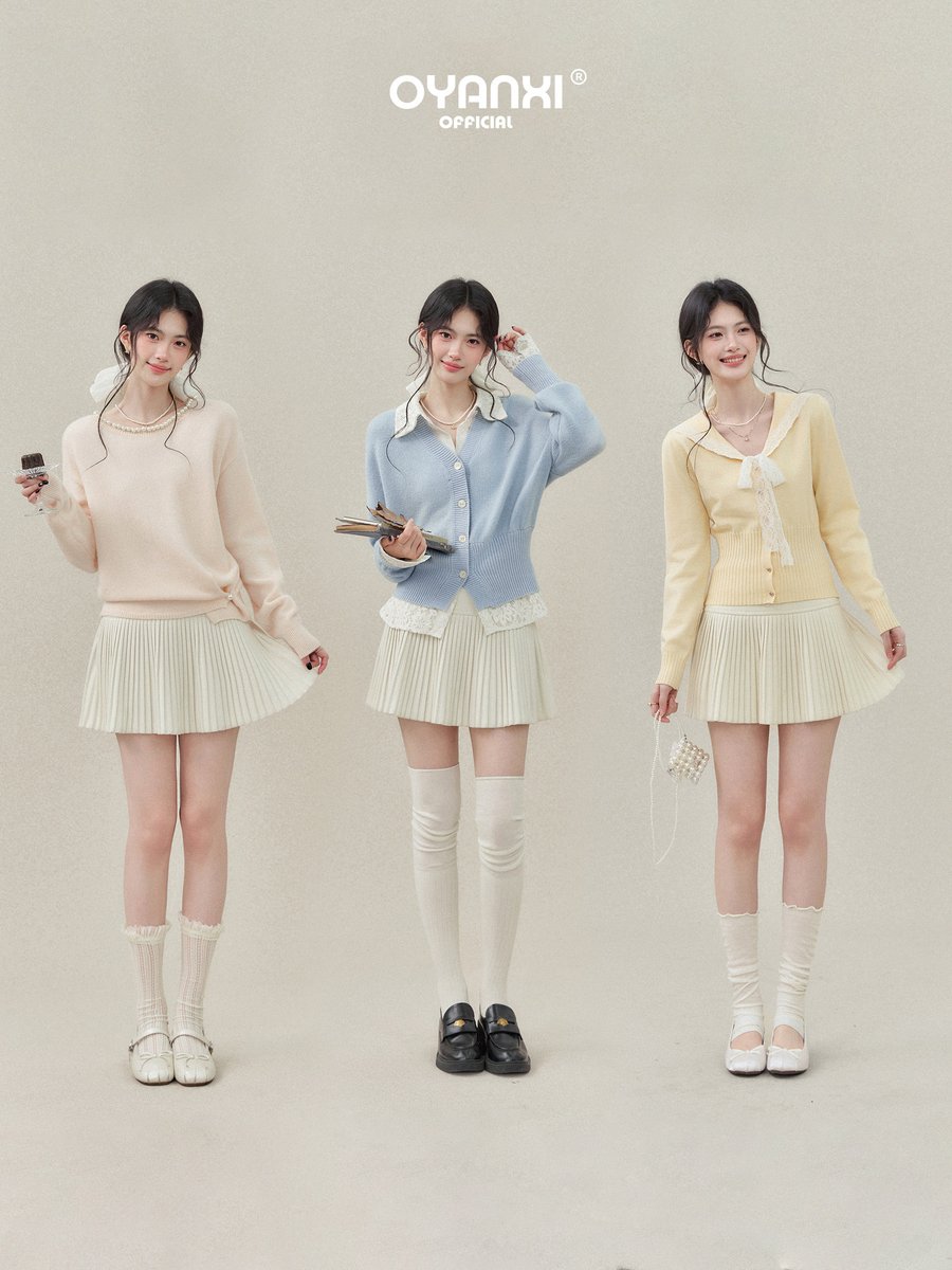OYANXI ハイウエスト プリーツ Aライン ミニスカート