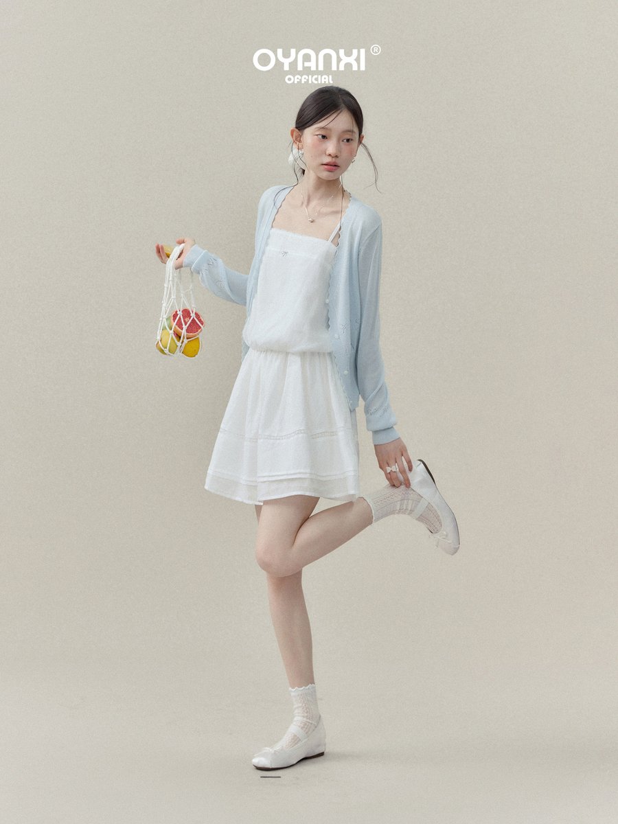 OYANXI レース スクエアネック キャミワンピース