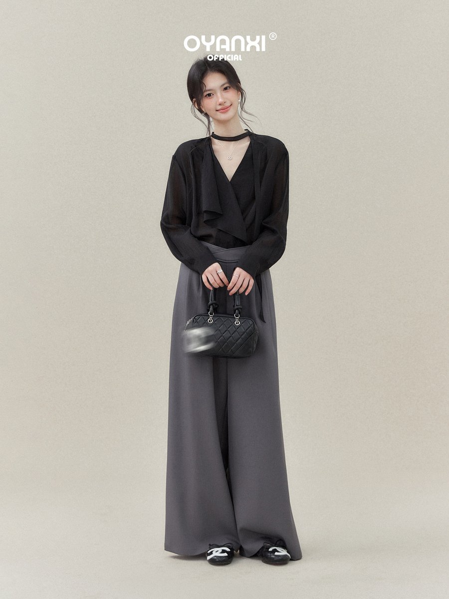 OYANXI シンプル Vネック ゆったりシャツ