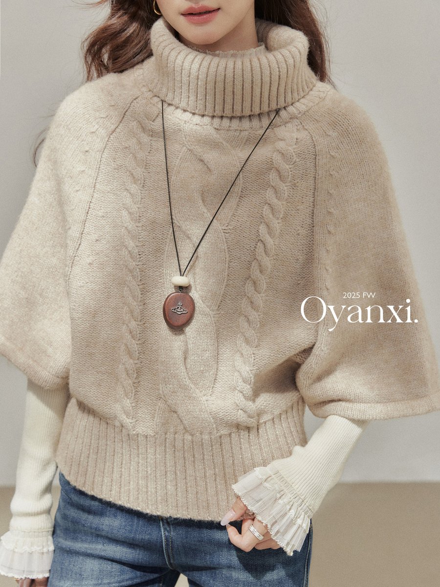 OYANXI スヌードネック ニットポンチョ