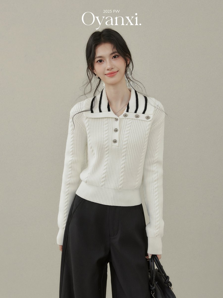 OYANXI ハイウエスト ストレート ワイドパンツ