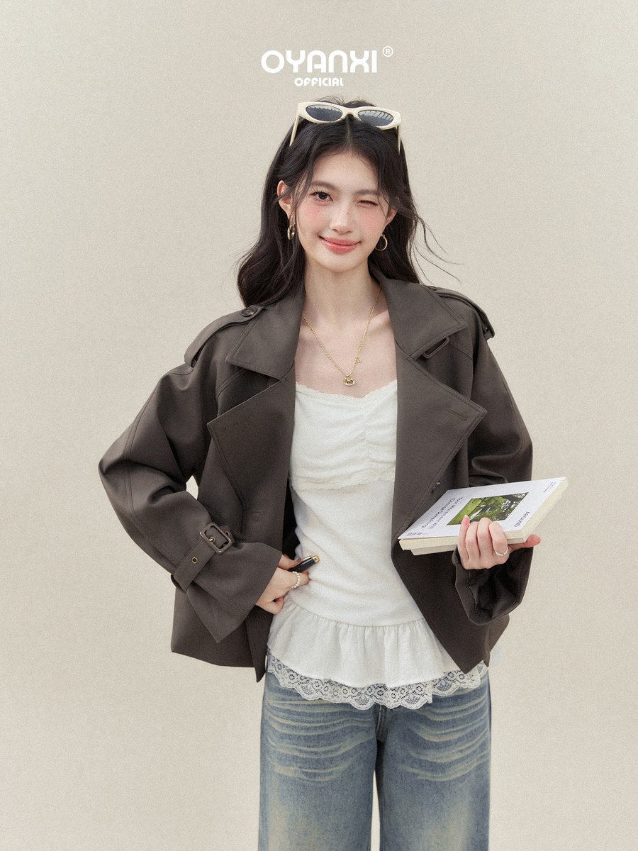 OYANXI レトロ トレンチ風 ショートジャケット