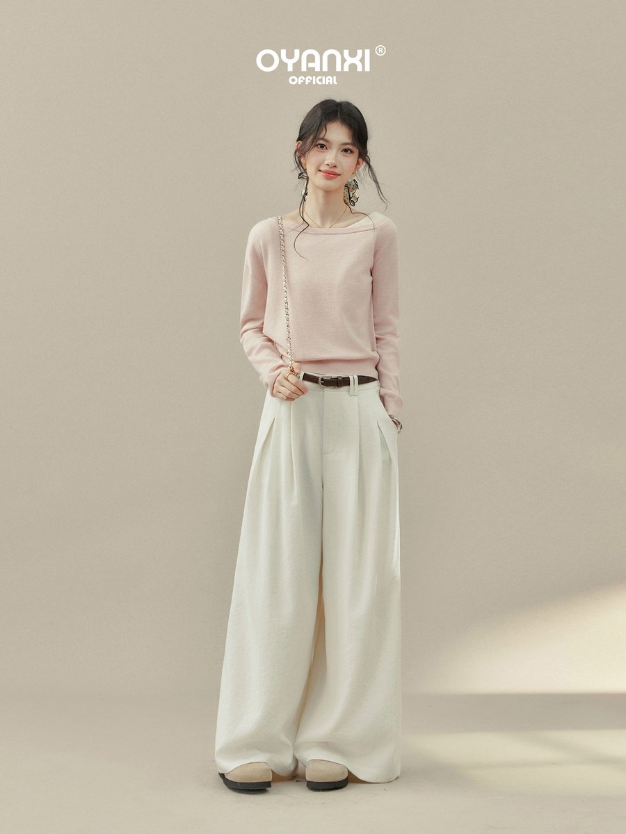 OYANXI オフショルダー ショート丈 ニットトップス