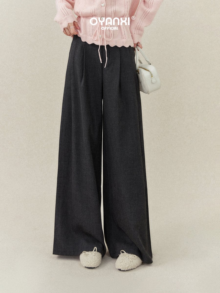 OYANXI ハイウエスト リラックス ワイドパンツ