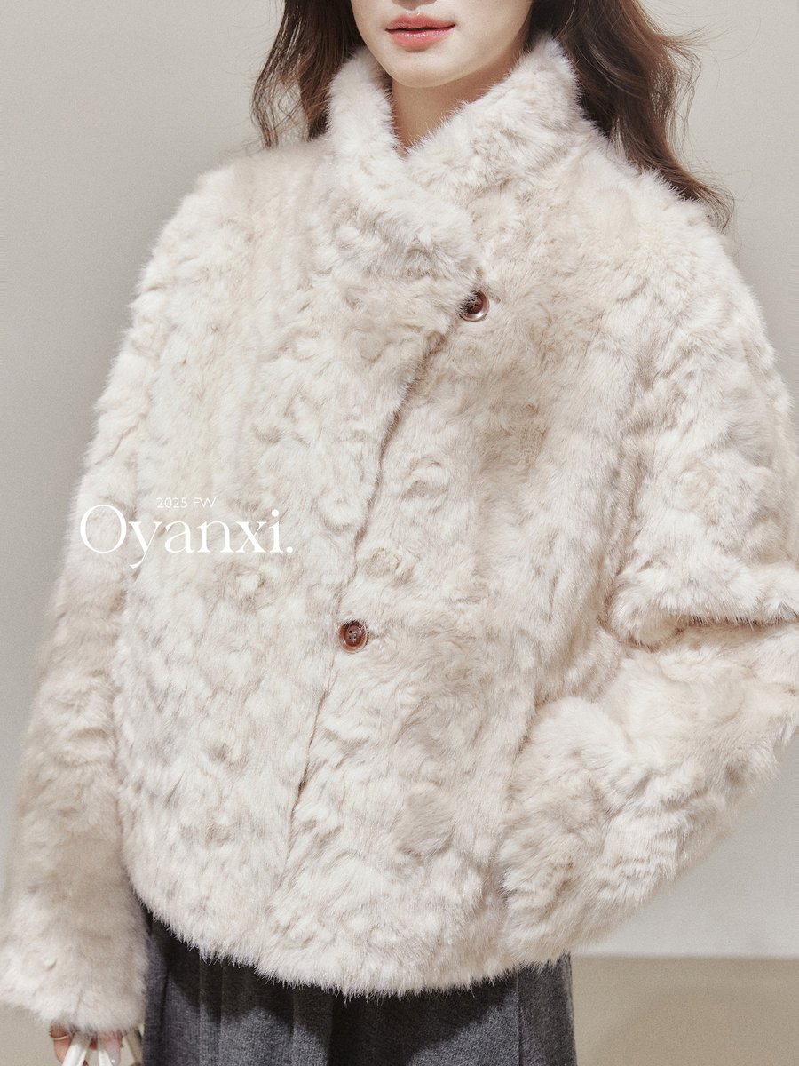 OYANXI スタンドカラー フェイクムートン ショートジャケット
